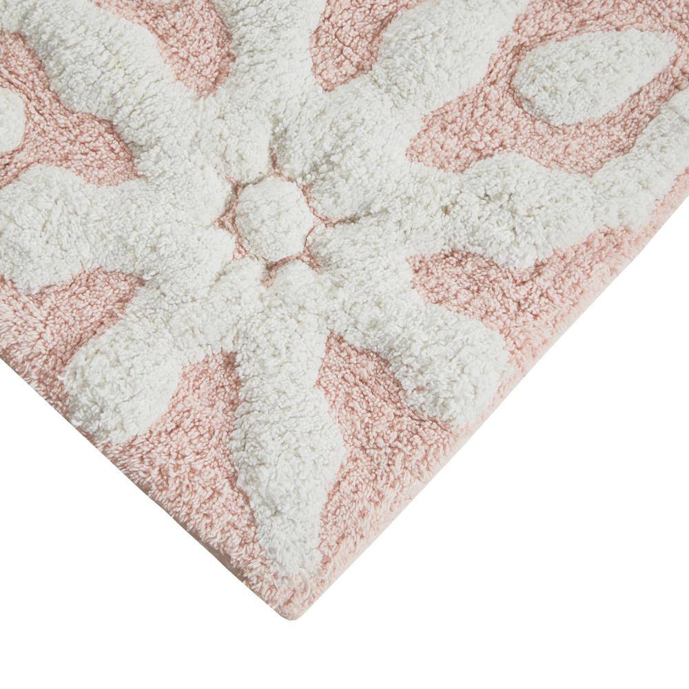 Casablanca Medallion Pink Cotton Tufted Bath Rug
