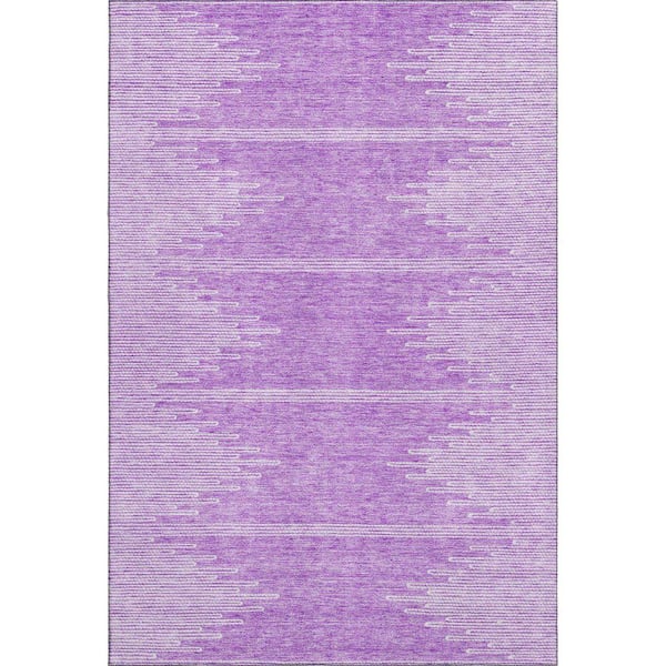 Mayfield Premium Machine Washable Indoor/Outdoor Geometric AMF647 Lavender 9 ft. x 12 ft. Area Rug