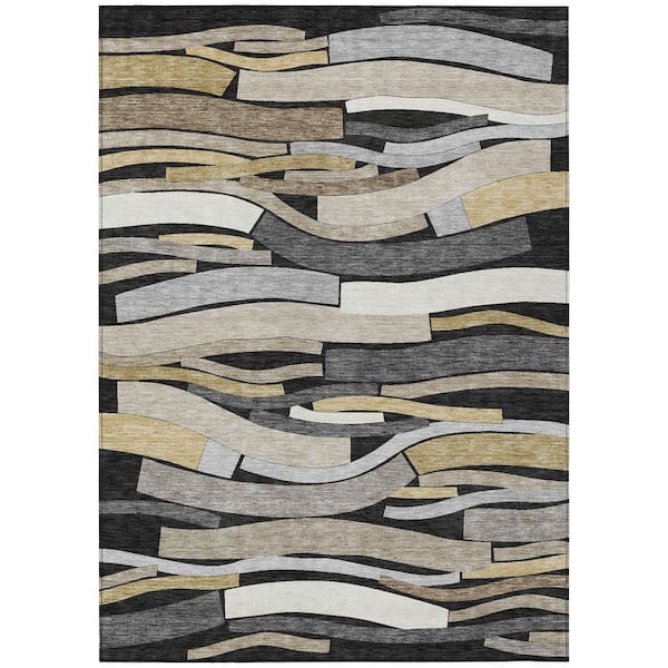 Chantille Machine Washable Indoor/Outdoor Abstract ACN2776 Black 5 ft. x 7 ft. 6 in. Area Rug