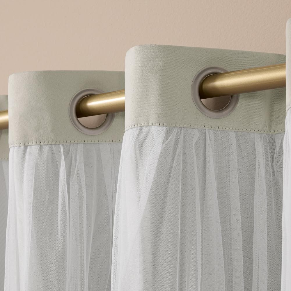 Cloud Grey Layered Blackout and Sheer Grommet Curtain Panels