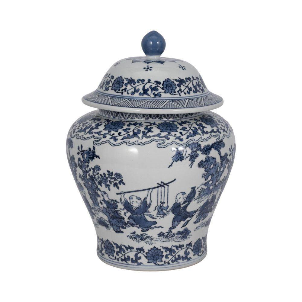 15 in. Blue and White Ceramic Blossom Temple Jar price history on PriceWatchPro