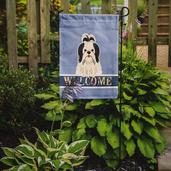 Large Multicolor Caroline's Treasures BB5668CHF Shih Tzu Red White Welcome Flag Canvas House Size 