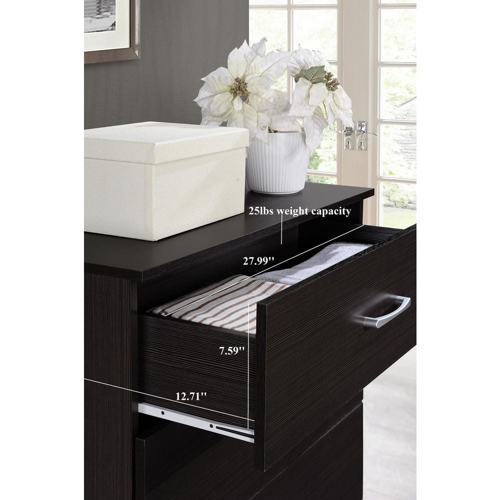 Sleek Contemporary 3-Drawer Chest in Chocolate with Dovetail Construction
