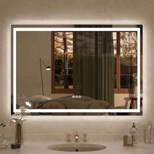 Hermitage Bath Spring 42 in. W x 36 in. H Rectangular Frameless LED Wall Bathroom Vanity Mirror