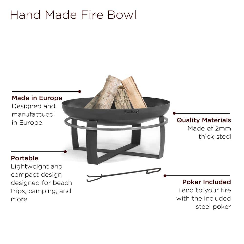 Cook King 31.5" Black Steel Round Wood Burning Fire Pit