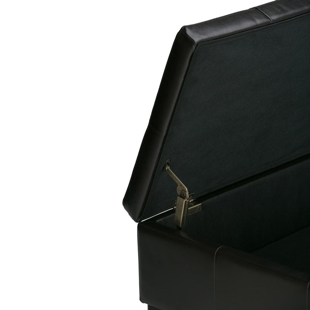 Tanner's Brown Faux Leather Tufted Storage Ottoman