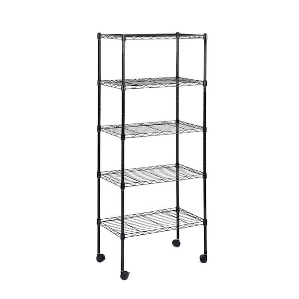 Siavonce 5-Shelf Heavy Duty Shelving Unit, Pantry Organizer Wire Metal Stackable Storage, Black