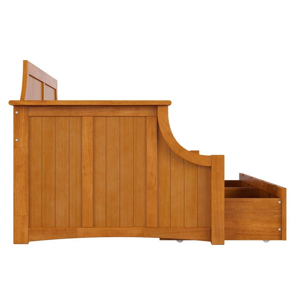 Walnut Twin Daybed with Storage Drawers and Slats
