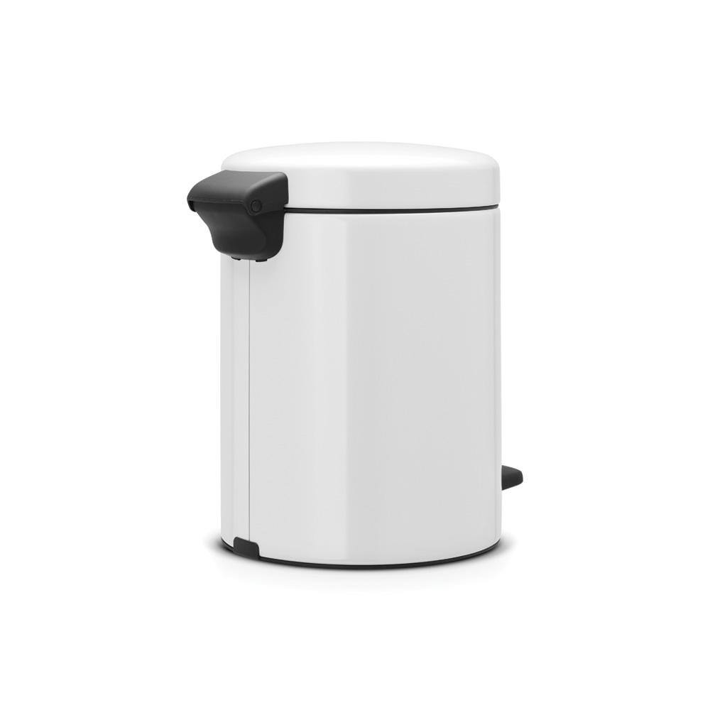 White Plastic and Steel Pedal Trash Can, 1.3 Gallon