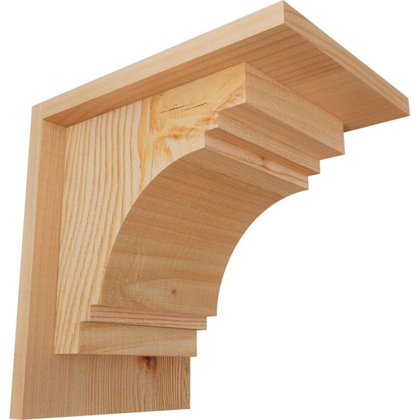 Ekena Millwork 7-1/2 in. x 10 in. x 10 in. Douglas Fir Pescadero Smooth Corbel with Backplate