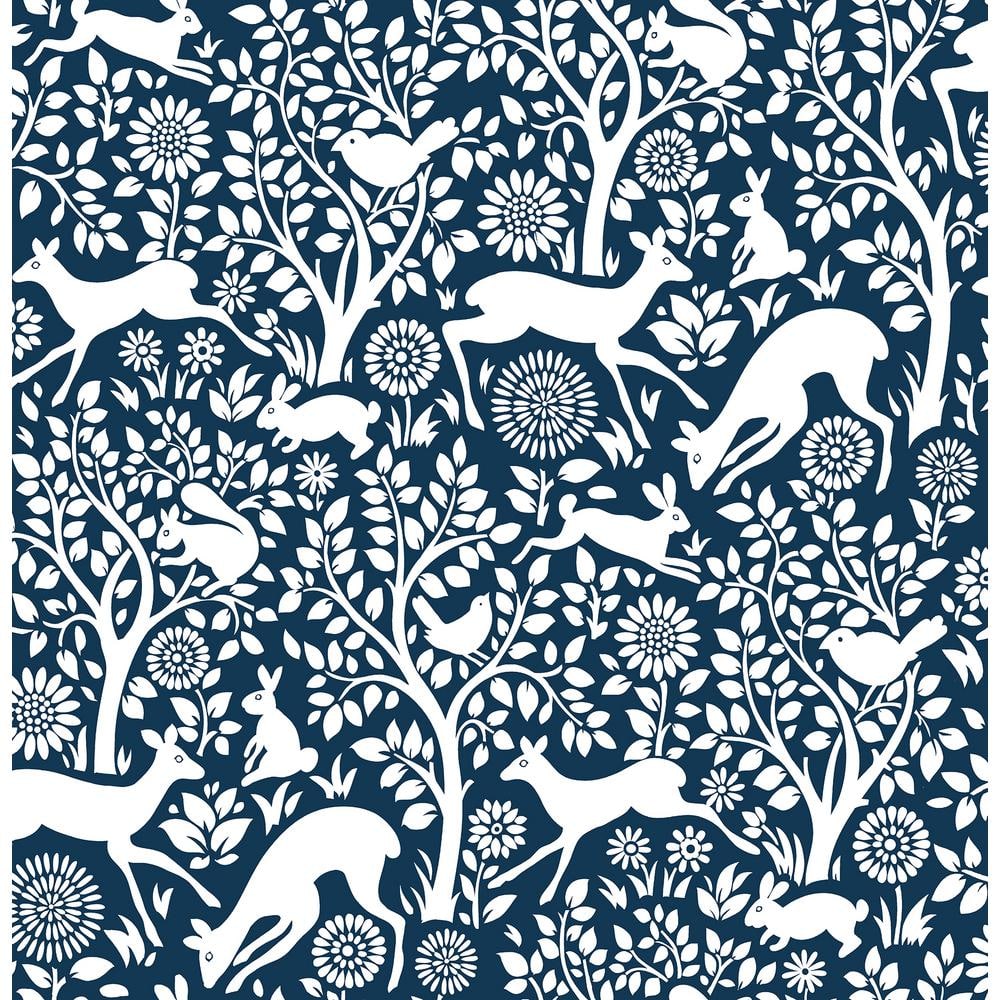 Roarsome! Wallpaper in Navy and White