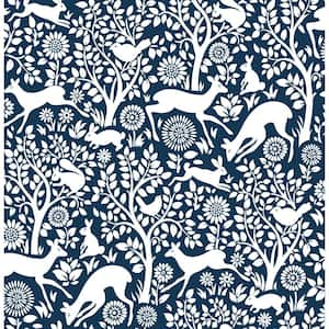 Navy Blue Kylver Merriment Peel and Stick Wallpaper Sample