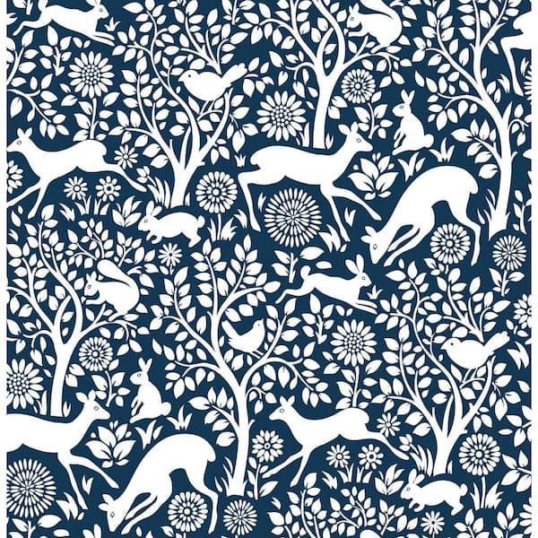 NuWallpaper Navy Blue Kylver Merriment Peel and Stick Wallpaper Sample
