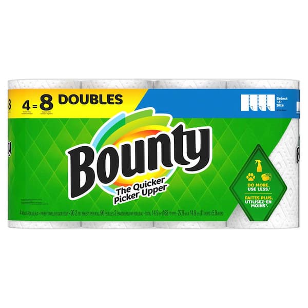 Bounty White, Select-A-Size Paper Towels (4 Double Rolls)