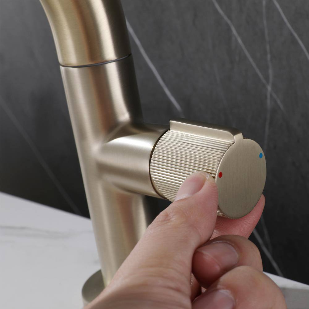 Brushed Gold Stainless Steel Single Handle Bathroom Faucet