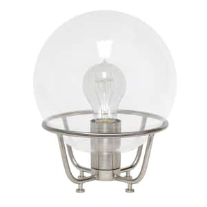 10 in. Brushed Nickel Old World Globe Glass Table Lamp