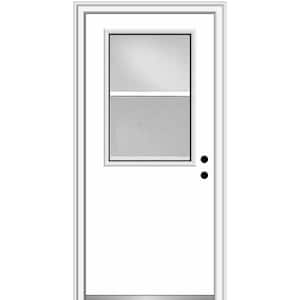 36 in. x 80 in. Left-Hand Inswing 1/2-Lite Clear Vented Primed Fiberglass Smooth Prehung Front Door on 6-9/16 in. Frame