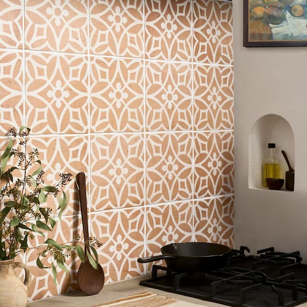 Sienna Terracotta Flora 8.85 in. x 0.43 in. Matte Porcelain Floor and Wall Tile Sample