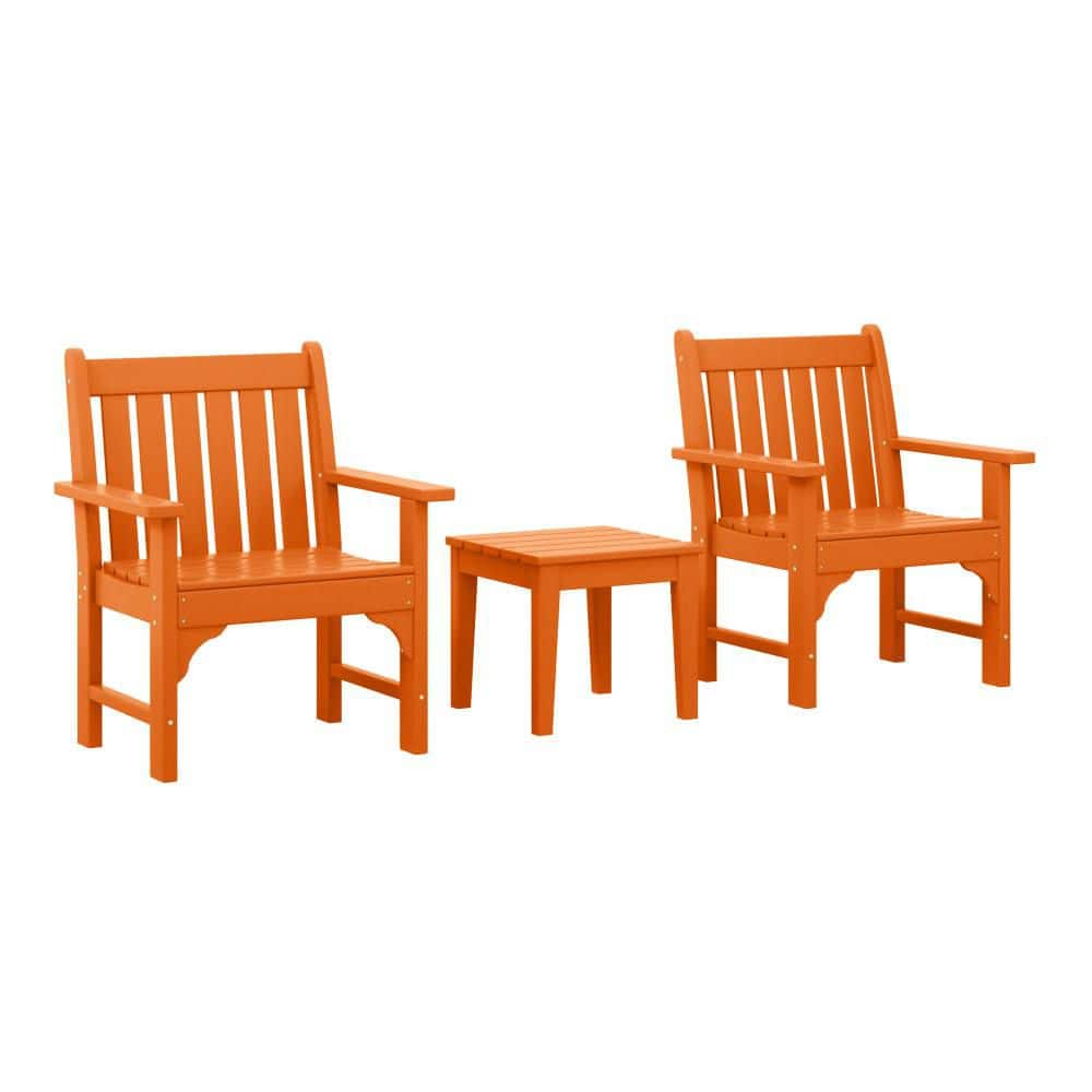 Laguna Outdoor Patio HDPE All Weather Fade Resistant Orange 3-Piece Garden Arm Chairs w/ Side Table Lounge Set price history on PriceWatchPro