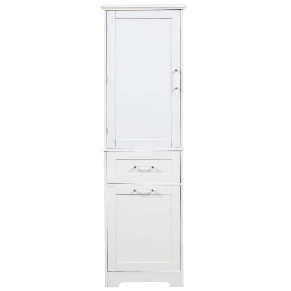 Anky 20 in. W x 13 in. D x 68.1 in. H White MDF Freestanding Bathroom Storage Linen Cabinet