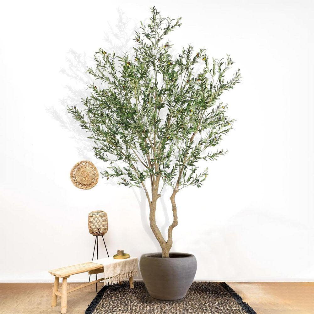 10ft. Artificial Olive Tree in Pot with Green Leaves and Big