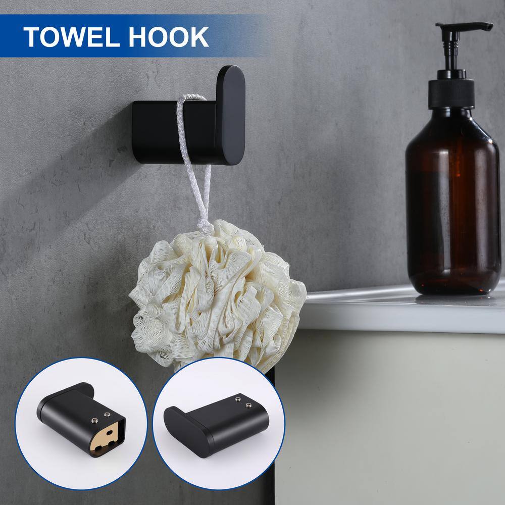 Matte Black 4-Piece Stainless Steel Bathroom Hardware Set