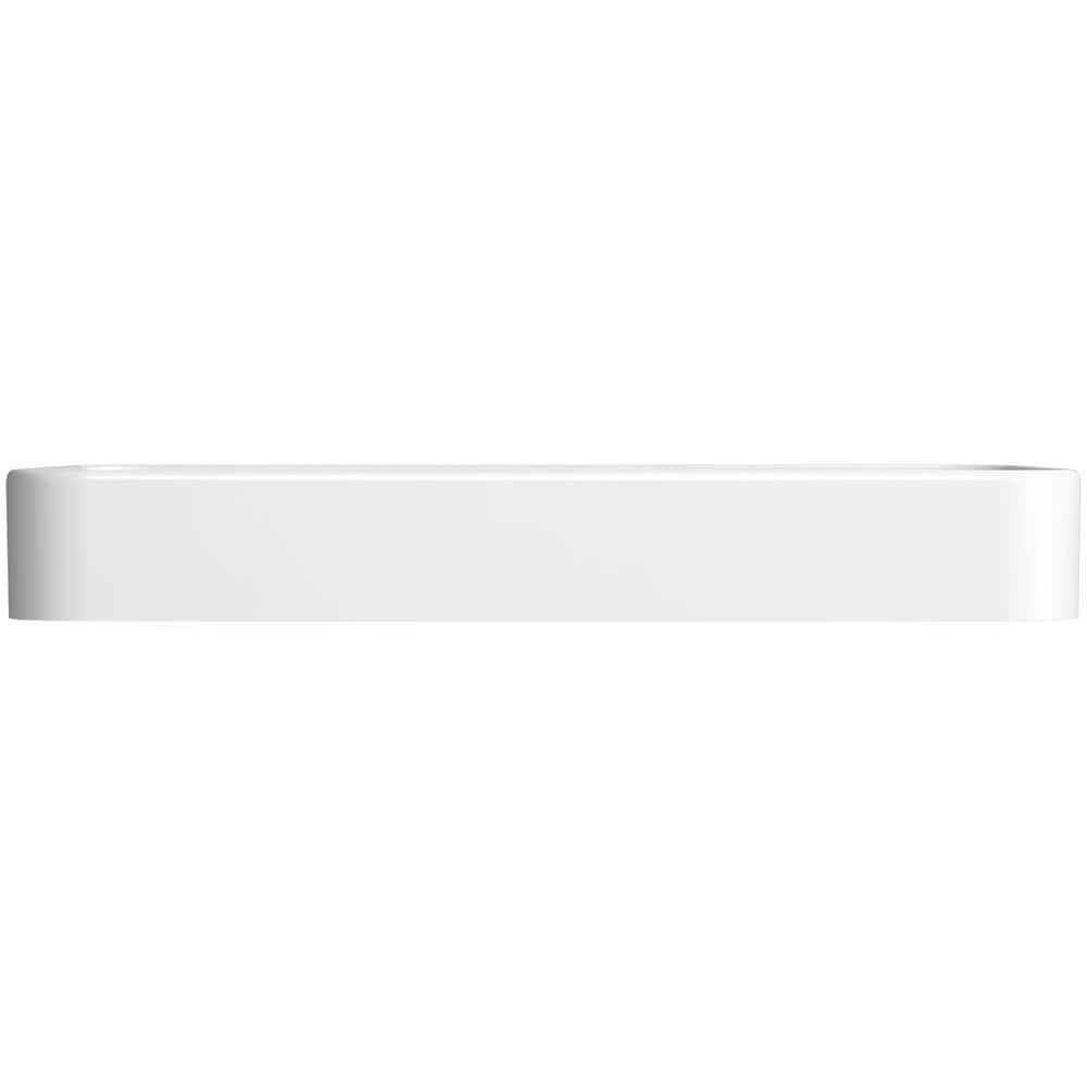 White Ceramic Rectangular Vessel Bathroom Sink with Overflow
