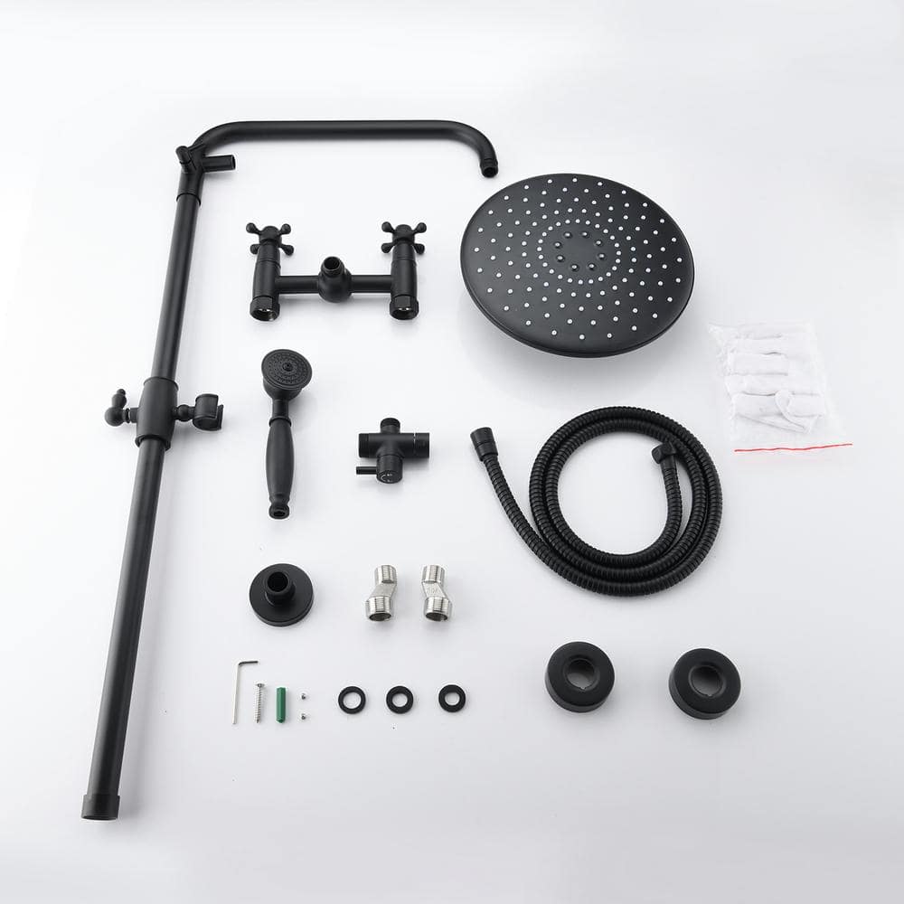 Matte Black Wall Mounted Rain Shower System with Handheld