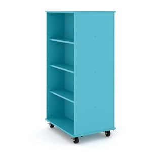 30" W x 23" D x 60" H Open Double Sided Mobile Locker Storage Nursery Classroom Bookcase, Adjustable Shelves, (Ocean)