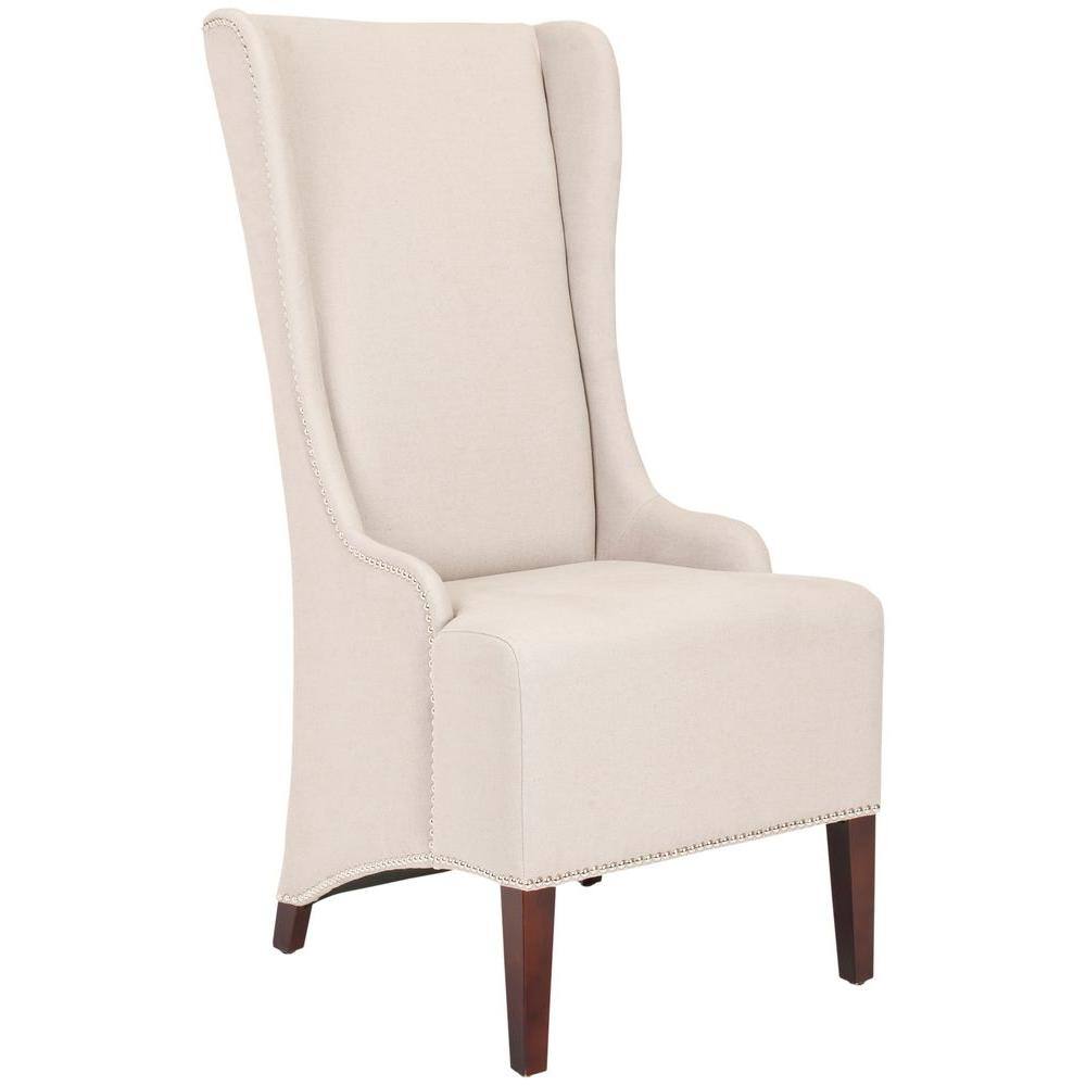 Beige Linen High Back Parsons Side Chair