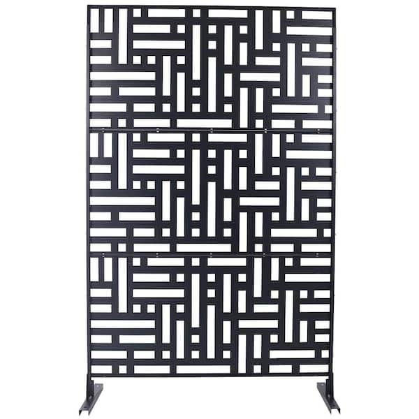 76 in. H x 48 in. W Black Steel Privacy Fence Screen for Garden Fence