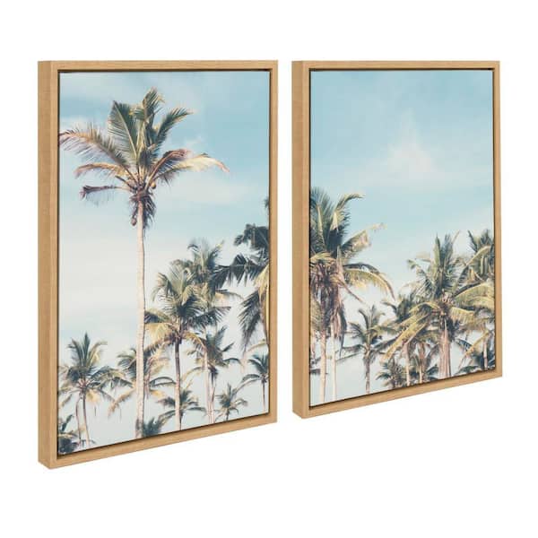 Kate and Laurel Sylvie Coastal Coconut Palm Tree Beach by the Creative Bunch Studio 2-Piece Framed Art Print 18 in. x 24 in.