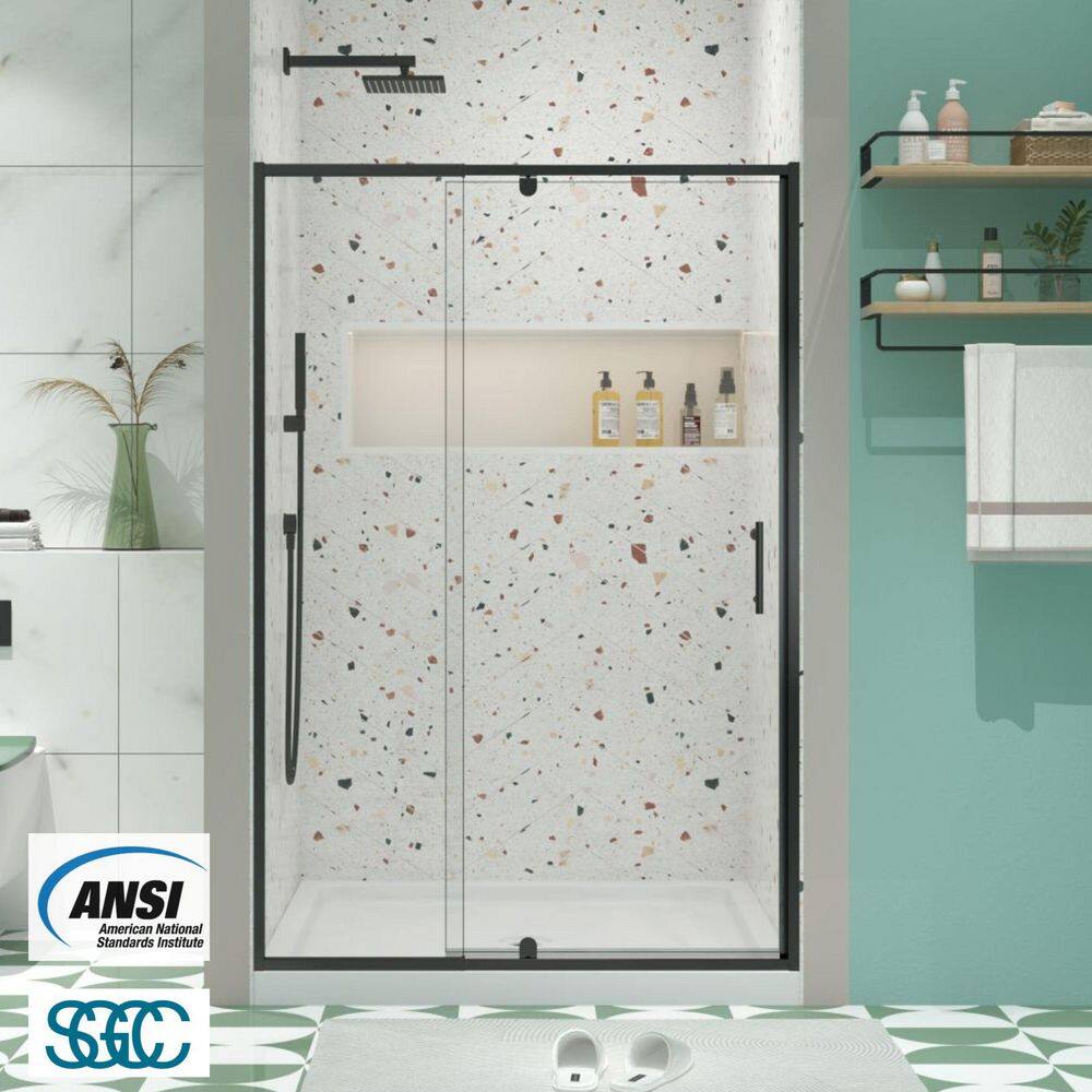 50 in. to 54 in. W x 71 in. H Framed Pivot Shower Door in Black with Clear Glass price history on PriceWatchPro