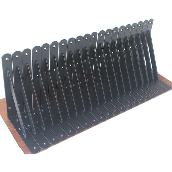 8 in. x 6 in. Gauge 10 Black Metal Heavy Duty Shelf Bracket with Screws, for L Brackets (12-Pack)
