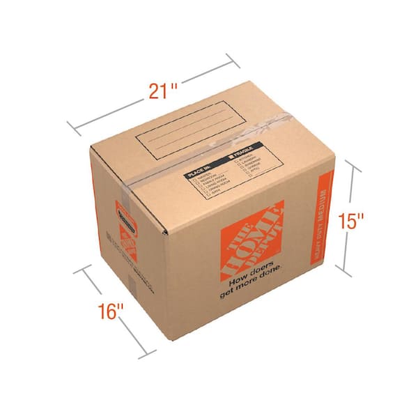 The Home Depot 21 in. L x 15 in. W x 16 in. D Heavy-Duty Medium Moving Box with Handles HDMBX - The Home Depot