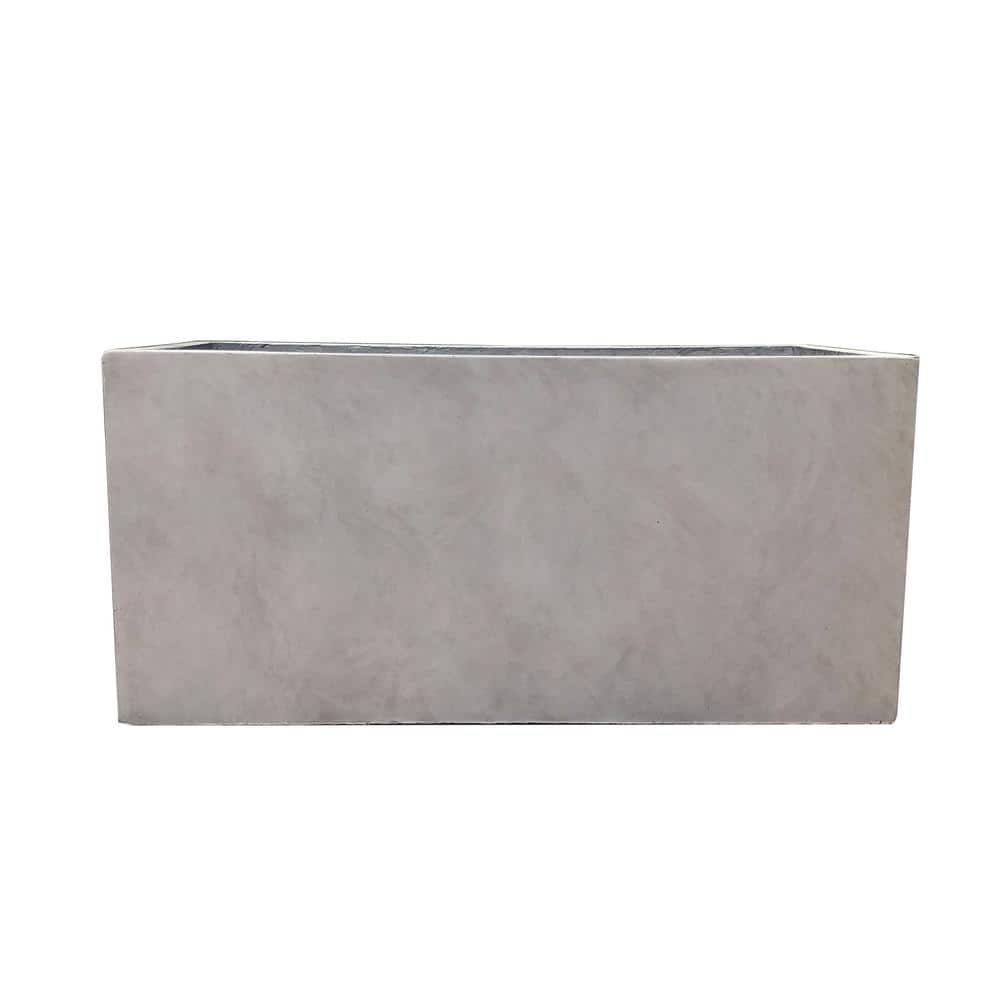 Rosemead Home & Garden, Inc. 12" Wide Kante Lightweight Modern Rectangular Concrete Outdoor Planter Pot Weathered Concrete Gray