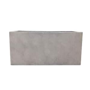 31 in. Long Weathered Concrete Lightweight Durable Modern Rectangle Outdoor Planter