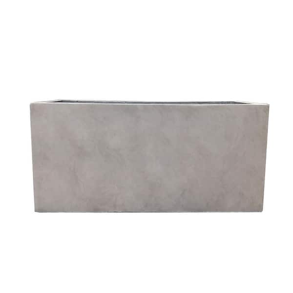 KANTE 31 in. Long Weathered Concrete Lightweight Durable Modern Rectangle Outdoor Planter