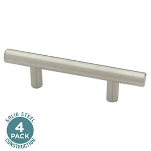 Solid Bar 5-1/16 in. (128 mm) Modern Cabinet Drawer Bar Pulls in Stainless Steel (4-Pack)