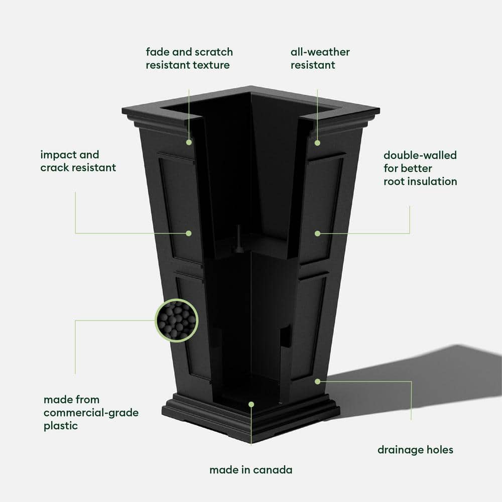 Brixton Tall Black Recycled Plastic Planter Set