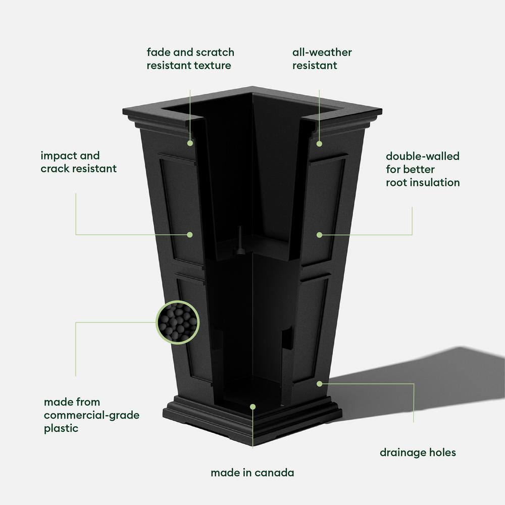 Brixton Estate-Inspired Tall 28" Black Recycled Plastic Planter