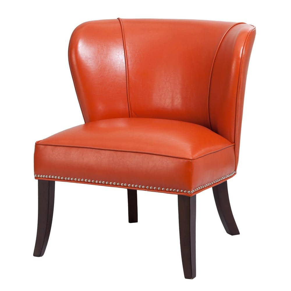 Nouvelle Modern Orange Leather Donut Accent Chair