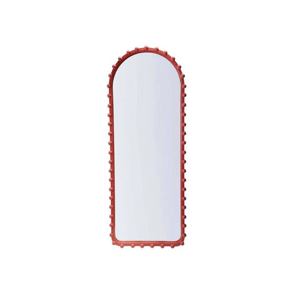 Storied Home 26.5 in. W x 67.8 in. H Wood Ball Framed Pink Arched Wall Decorative Mirror