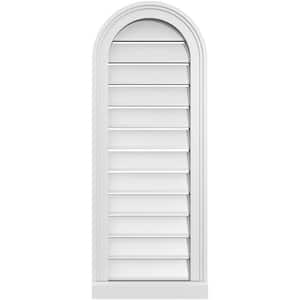14 in. x 36 in. Round Top White PVC Paintable Gable Louver Vent Functional