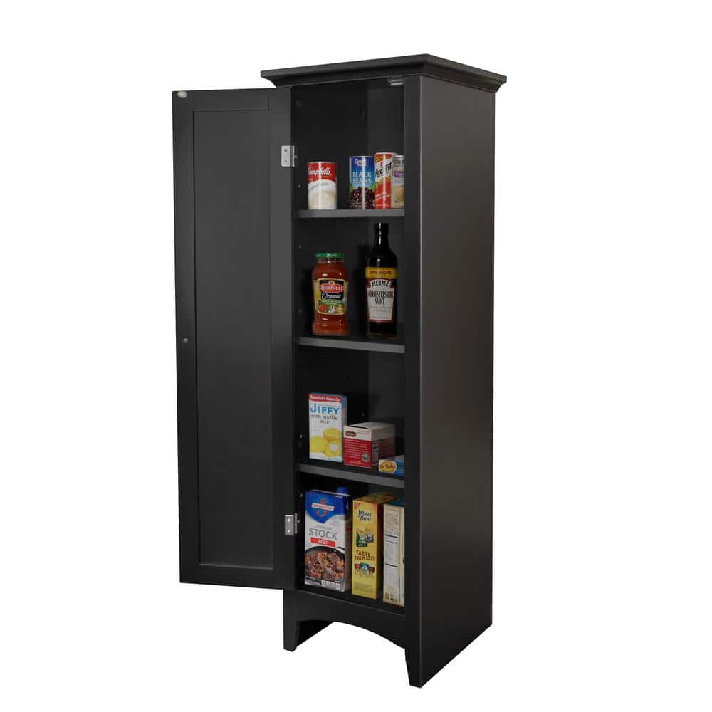 Black One Door Adjustable Shelving Storage Pantry