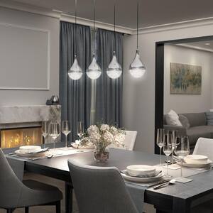 Glitzer 24-Watt Integrated LED Chrome Modern Hanging Pendant Chandelier Light Fixture for Dining Room or Kitchen Island