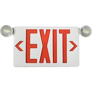 60-Watt Equivalent White Ultra Bright Integrated LED Decorative Red Exit Sign and Emergency Light Combo