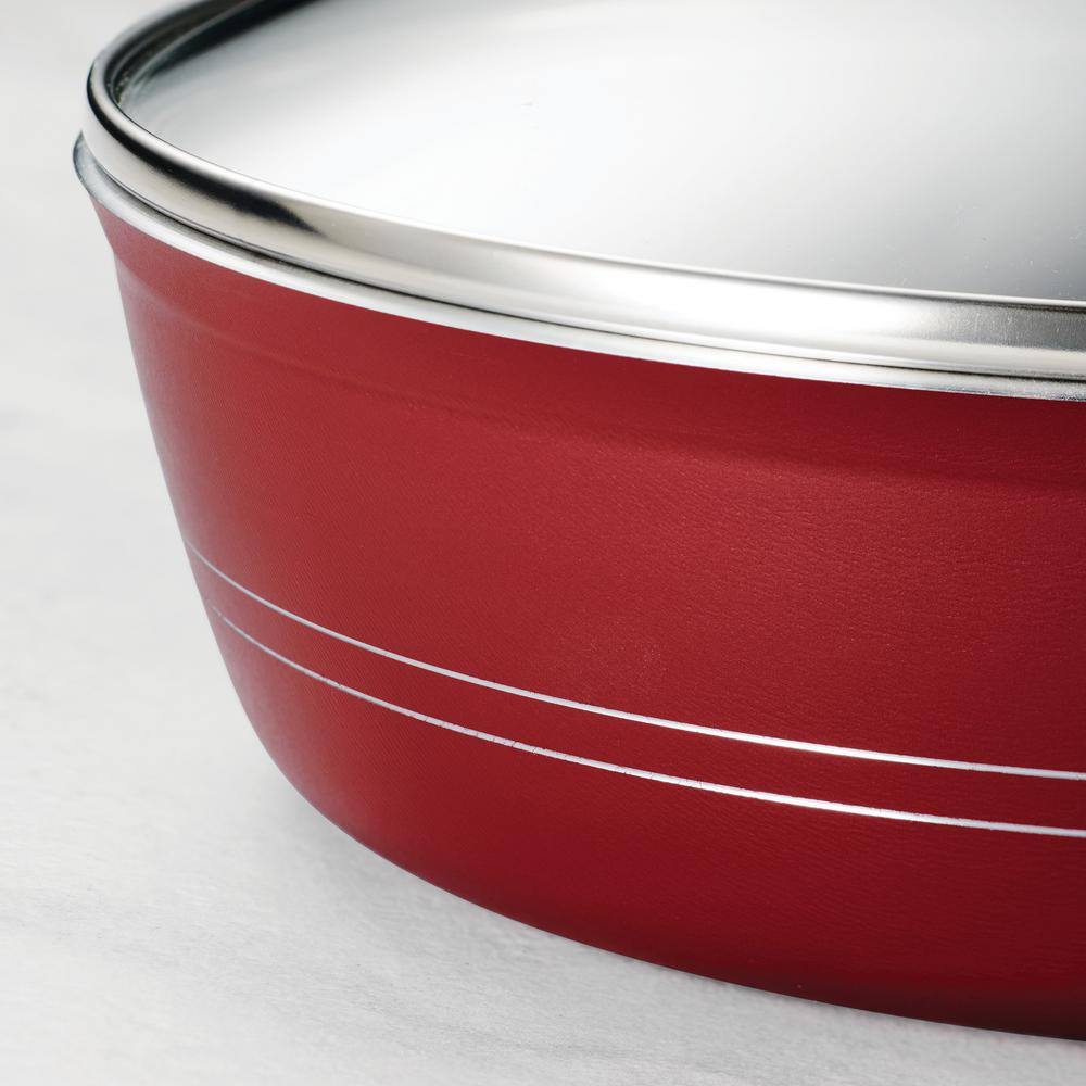 Raspberry 8 Qt Aluminum Nonstick Stock Pot with Glass Lid