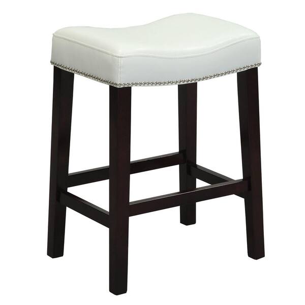 HomeRoots 26 in. Amelia White And Espresso Wood Swivel Counter Height Stool