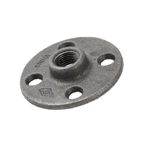 Southland 1/2 in. Black Malleable Iron Floor Flange Fitting (2-Pack)